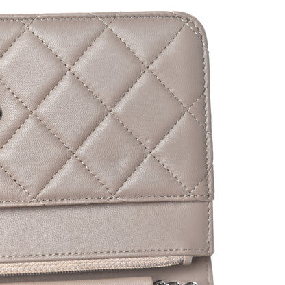 Chanel Lambskin Quilted Wallet on Chain WOC Taupe 13 of 15