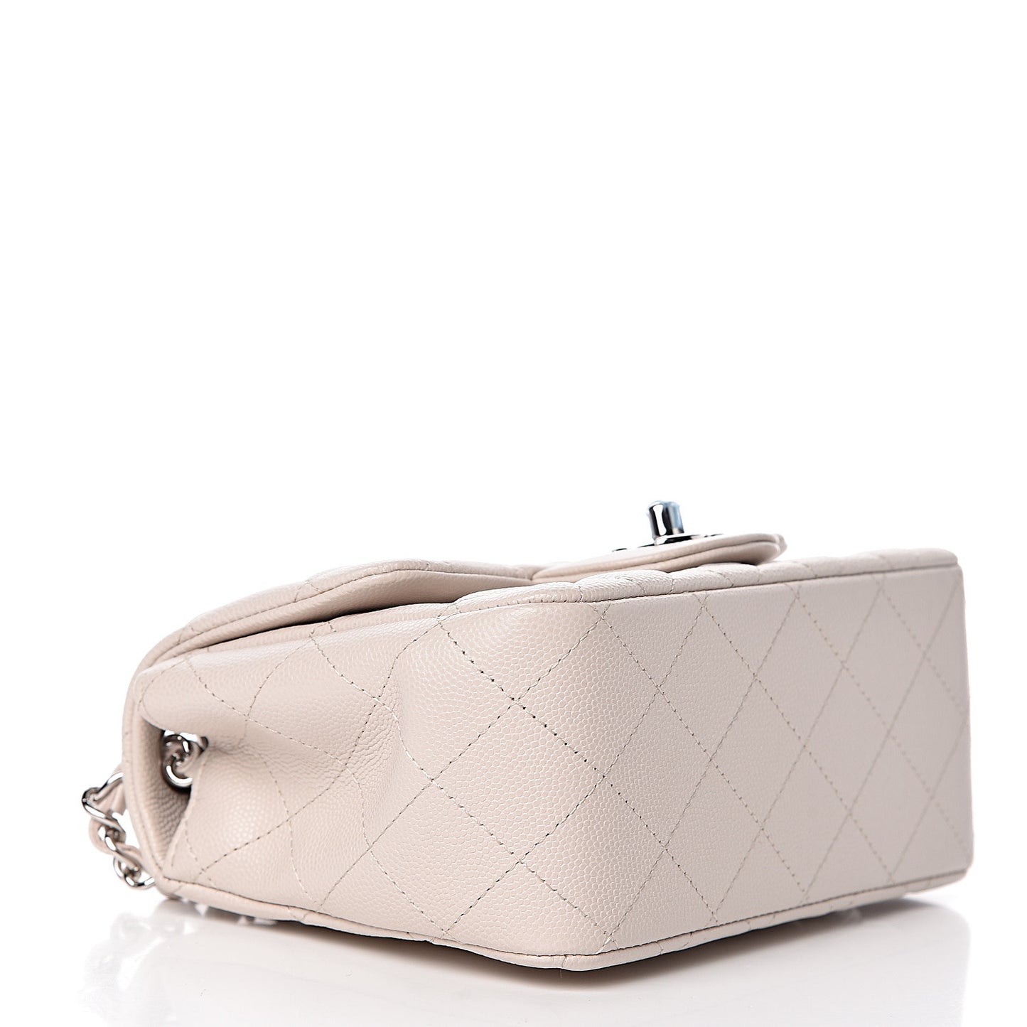 Caviar Quilted Mini Square Flap White