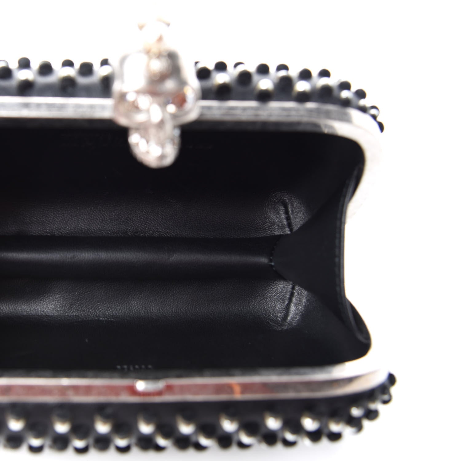 Alexander McQueen Pearl Embellished Calfskin Skull Box Clutch Black 5 of 8