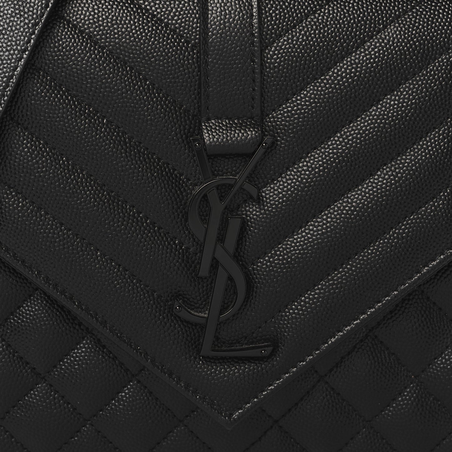 Grain De Poudre Textured Mixed Matelasse Triquilt Medium Monogram Monochrome Satchel Black