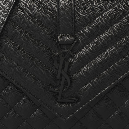 Saint Laurent Grain De Poudre Textured Mixed Matelasse Triquilt Medium Monogram Monochrome Satchel Black 12 of 22