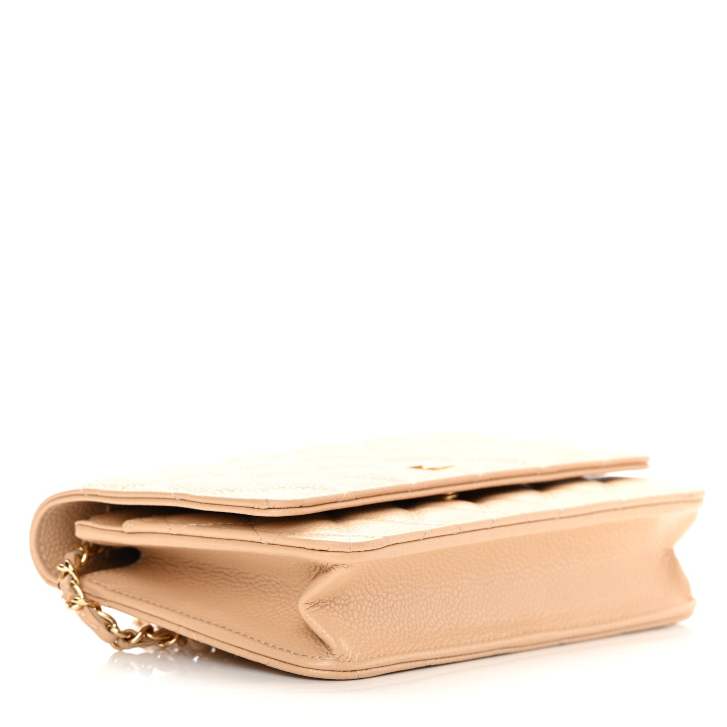 Caviar Quilted Wallet On Chain WOC Beige