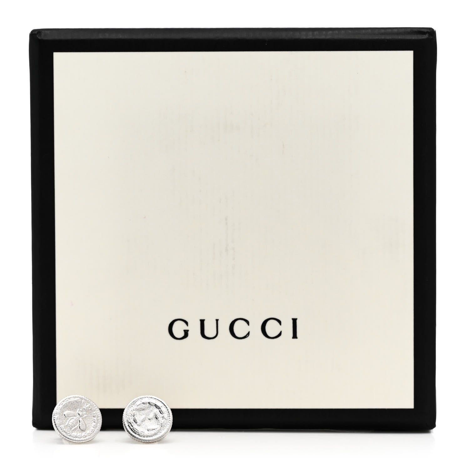 Gucci Sterling Silver Round Interlocking G Bee Stud Earrings 5 of 5