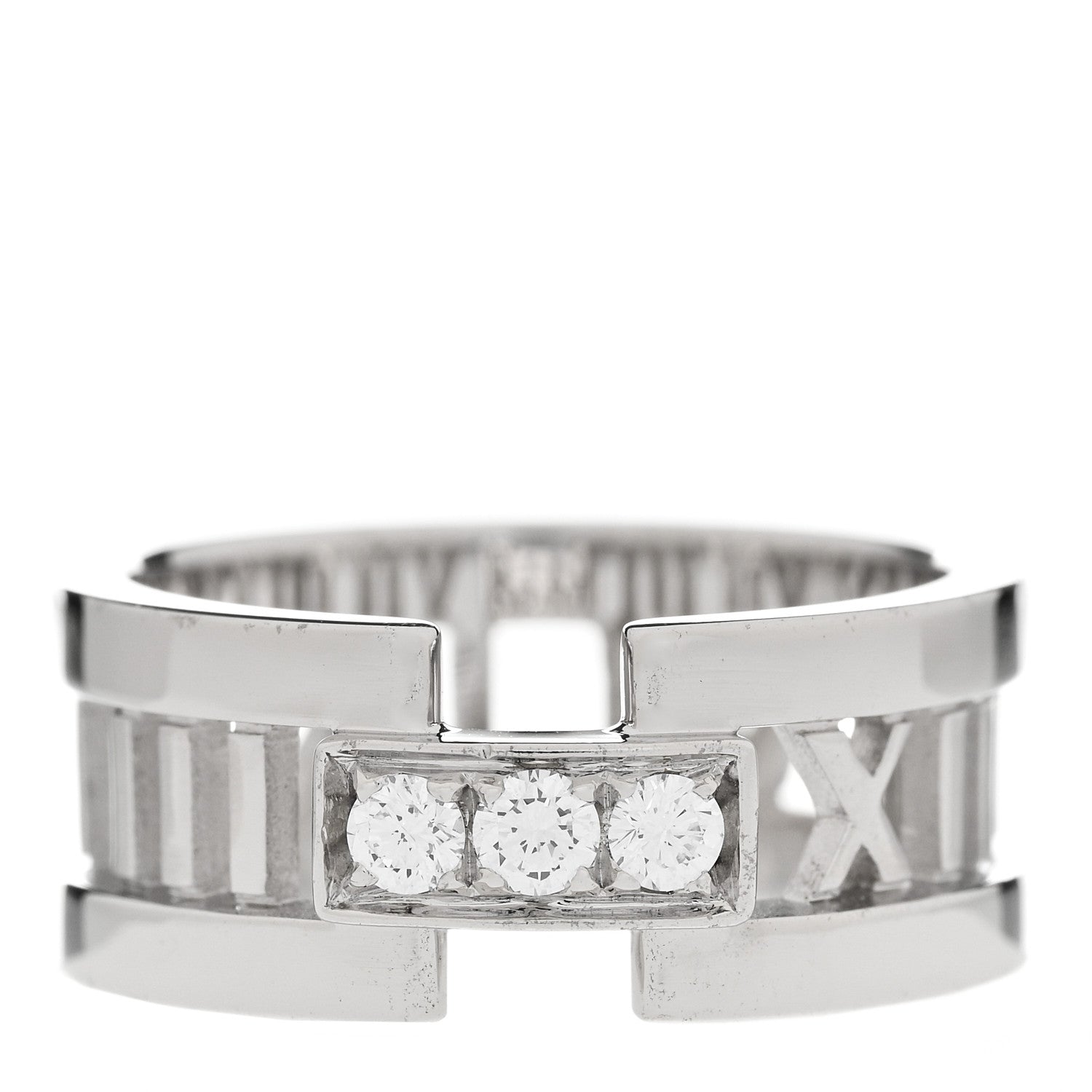 Tiffany 18K White Gold Diamond Open Atlas Ring 54 7 1 of 5