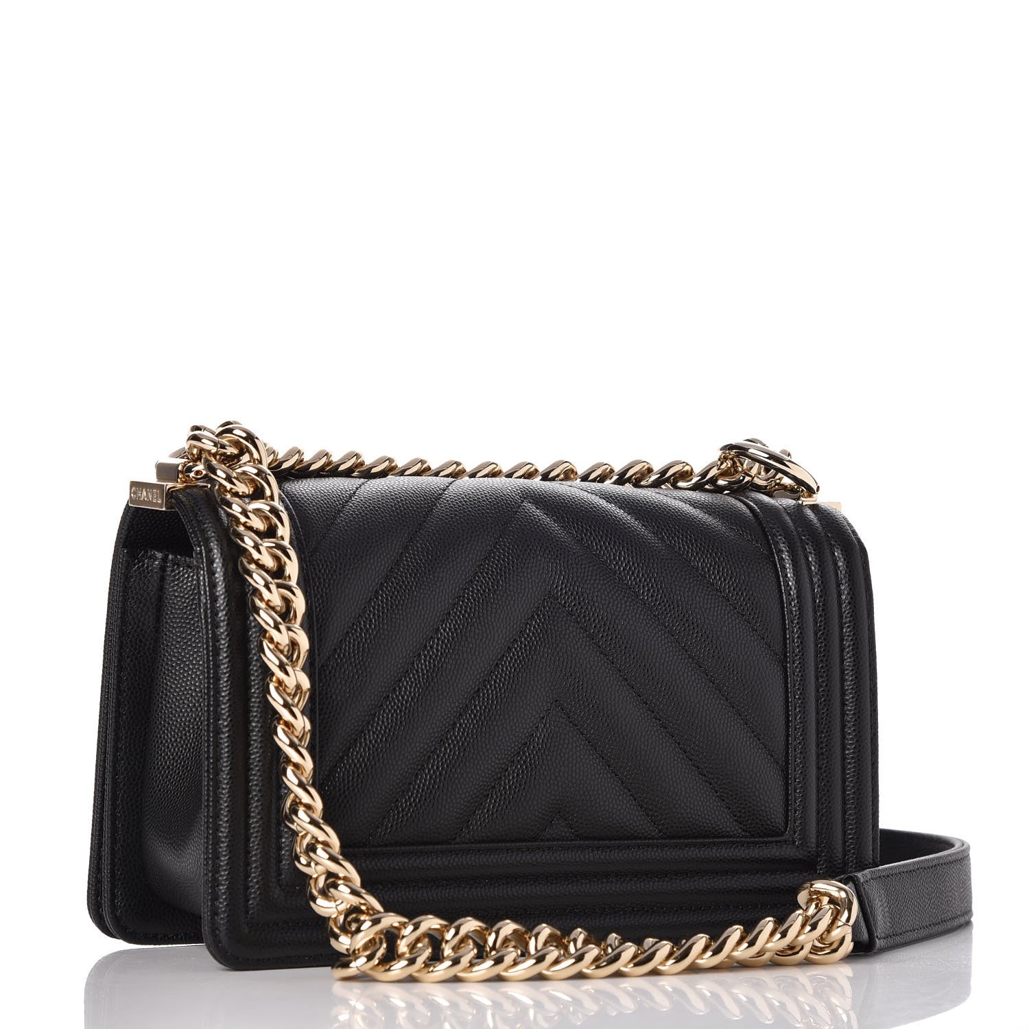 Chanel Caviar Chevron Quilted Small Boy Flap Black 3 of 8