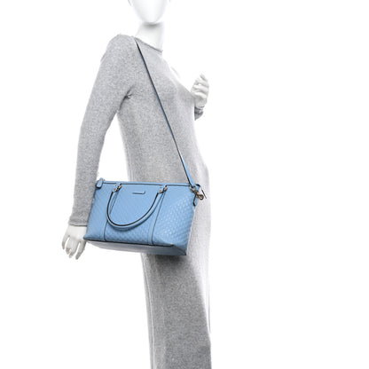 Gucci Soft Microguccissima Small Zippered Satchel Light Blue 2 of 17