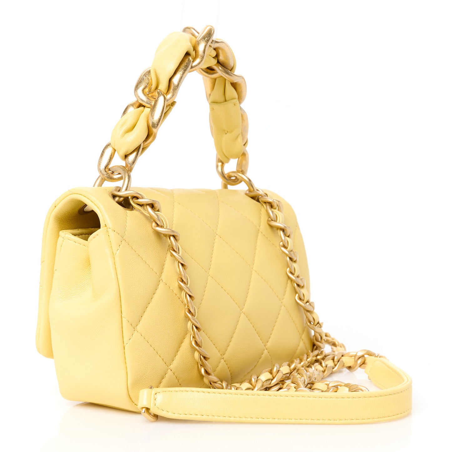 Shiny Lambskin Small Chain Is More Flap Yellow