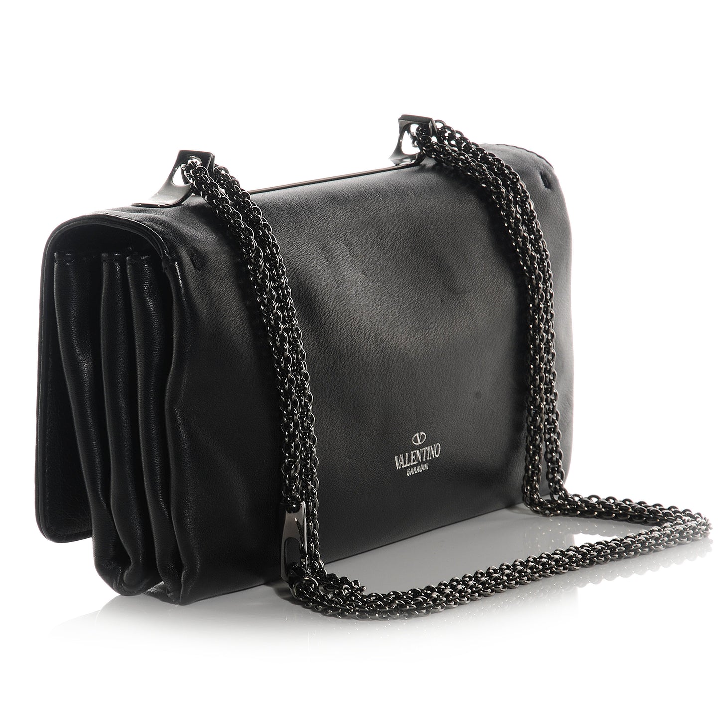Nappa Crystal Encrusted Studs Va Va Voom Shoulder Bag Black