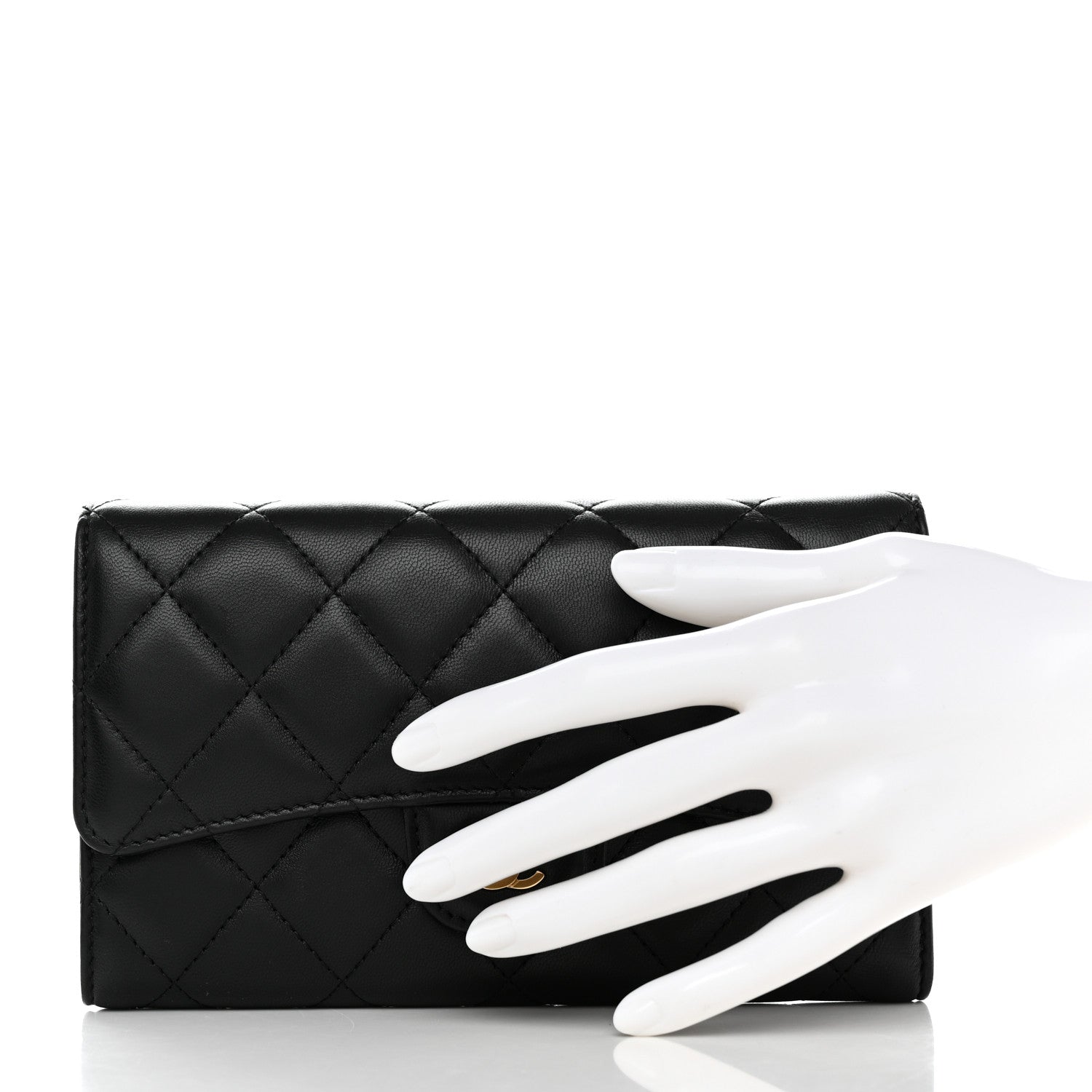 Chanel Lambskin Quilted Large Flap Wallet Black 2 of 8