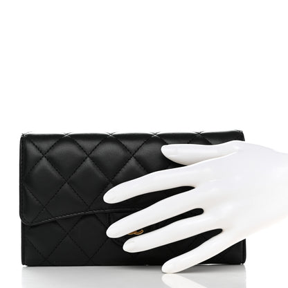 Chanel Lambskin Quilted Large Flap Wallet Black 2 of 8