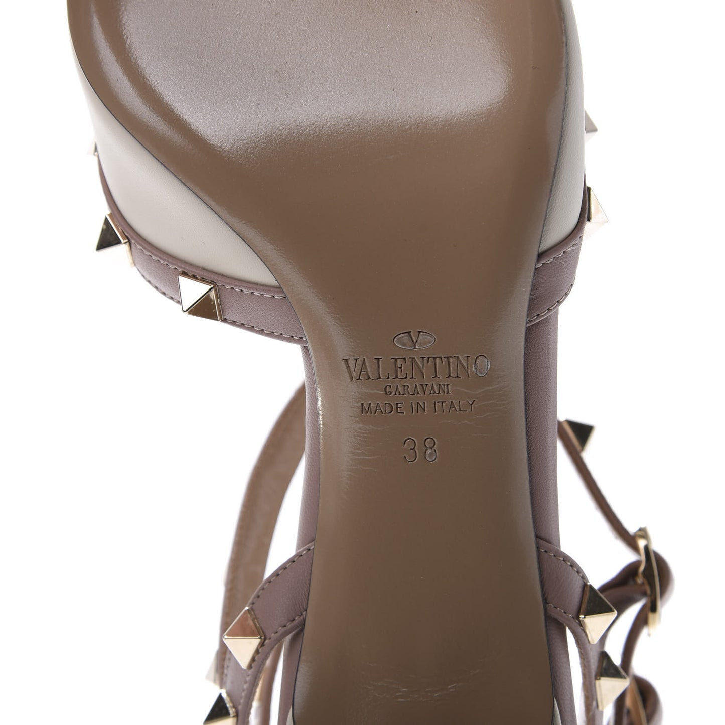 Calfskin Rockstud Ankle Strap 65mm Pumps 38 38 Light Ivory Poudre