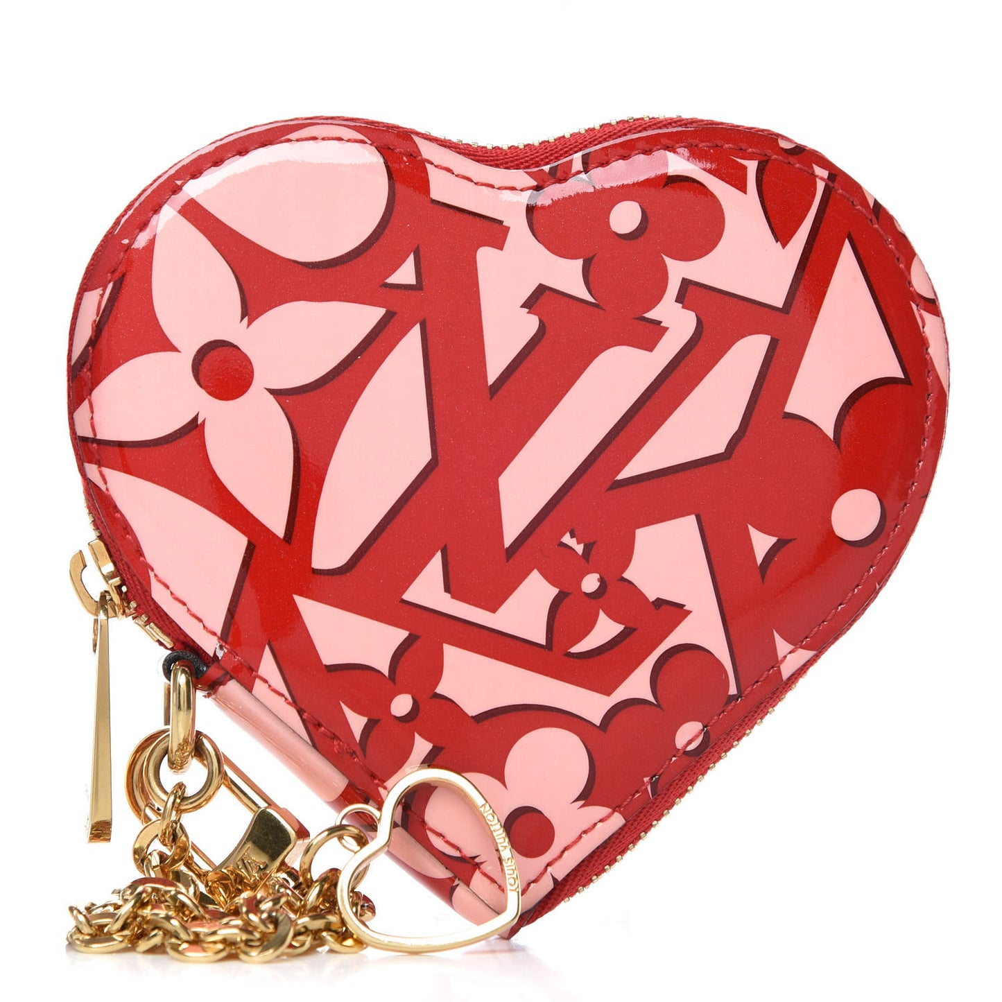 Patent Sweet Monogram Coeur Heart Coin Purse Pomme D'Amour