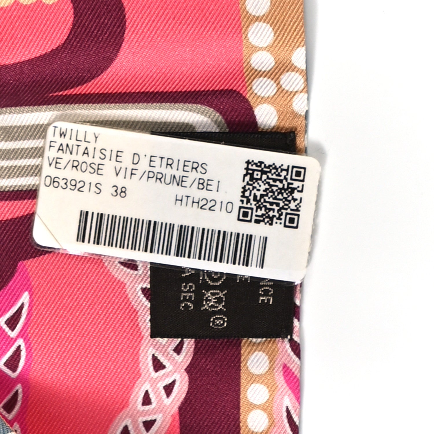 Hermes Silk Fantaisie D'Etriers Twilly Rose Vif Prune Beige 3 of 4