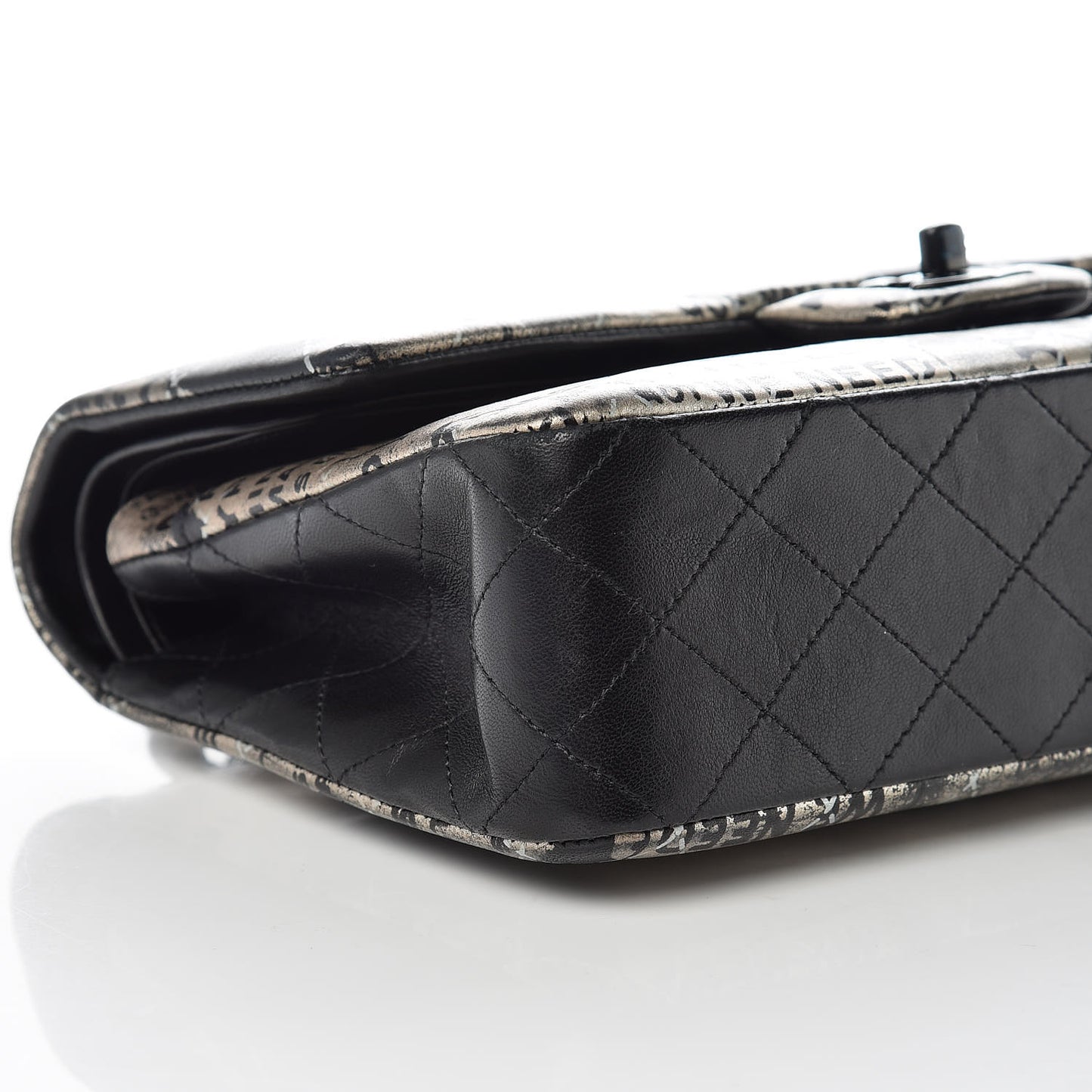 Lambskin Hand Painted Medium Double Flap Black