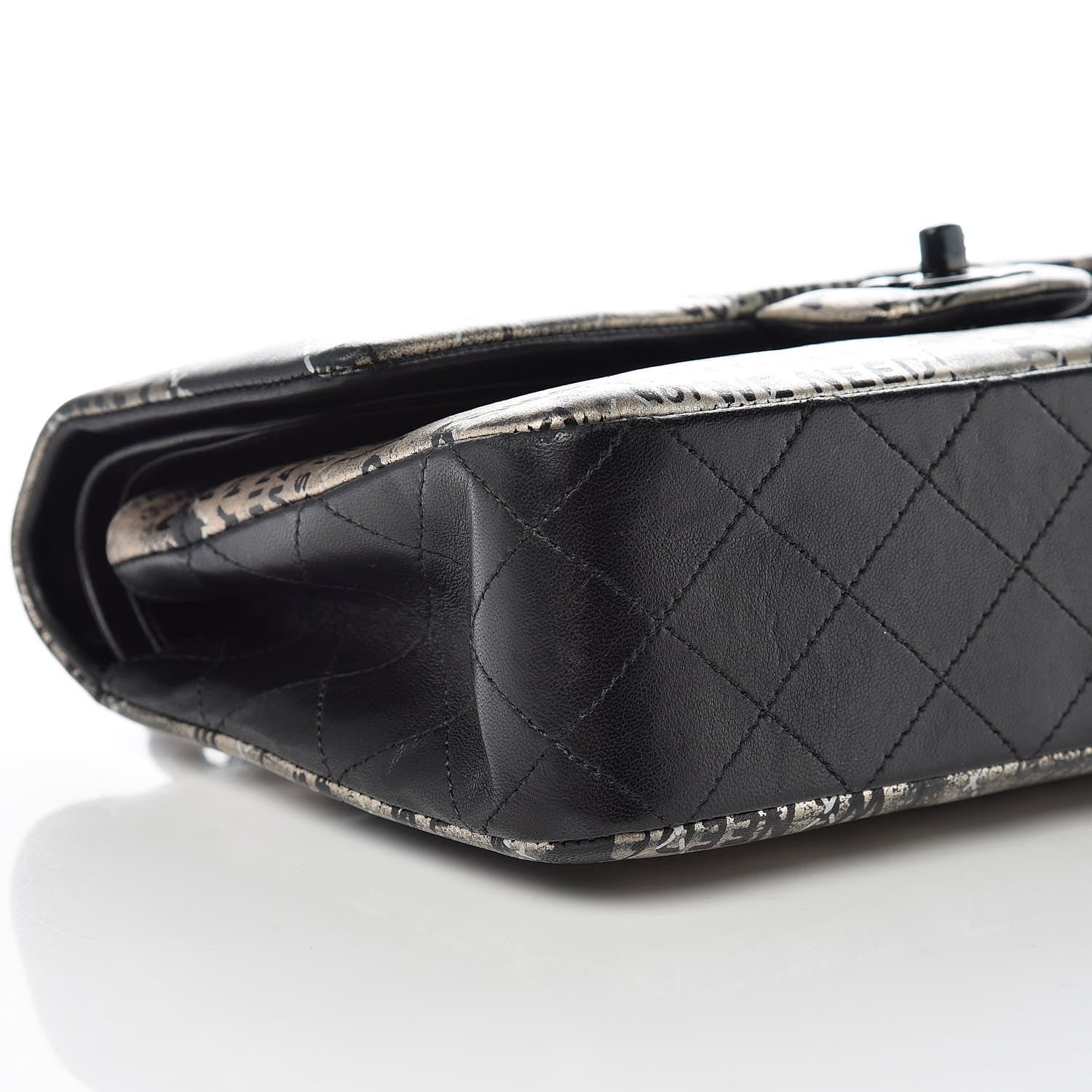 Chanel Lambskin Hand Painted Medium Double Flap Black 5 of 9