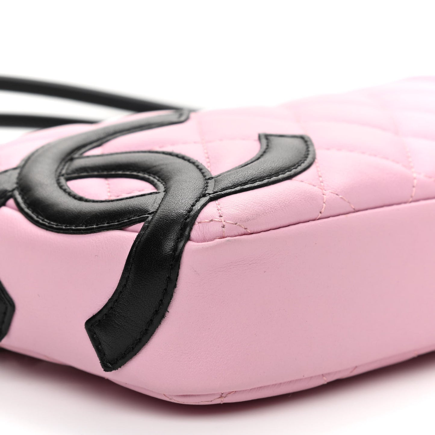 Calfskin Quilted Cambon Pochette Pink Black