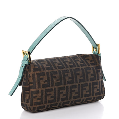 Fendi Zucca Crystal Flower Baguette Tobacco Turquoise 3 of 10