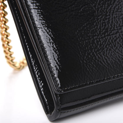 Saint Laurent Textured Patent Calfskin Monogram Kate Chain Wallet Black 8 of 10