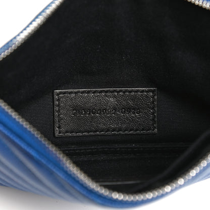 Saint Laurent Grain De Poudre Chevron Monogram Bill Pouch Blue 7 of 10