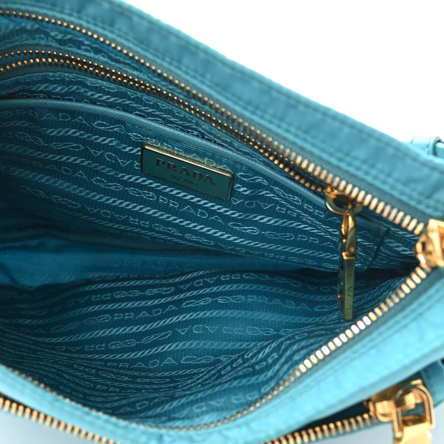 Prada Tessuto Nylon Saffiano Pocket Messenger Bag Turchese 5 of 9