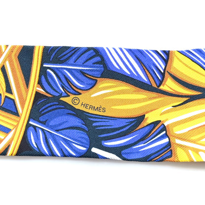 Hermes Silk La Danse Pacifique Twilly Bleu Nuit Jaune Vif 4 of 4