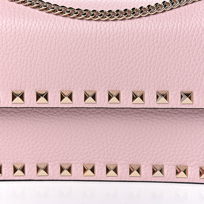Valentino Garavani Pebbled Calfskin Rockstud Flap Wallet On Chain Poudre 9 of 10