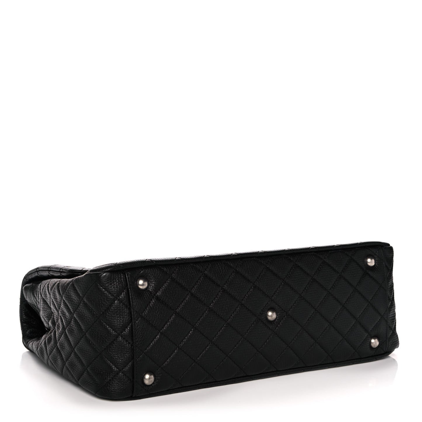 Calfskin Quilted XXL Travel Flap Bag Black