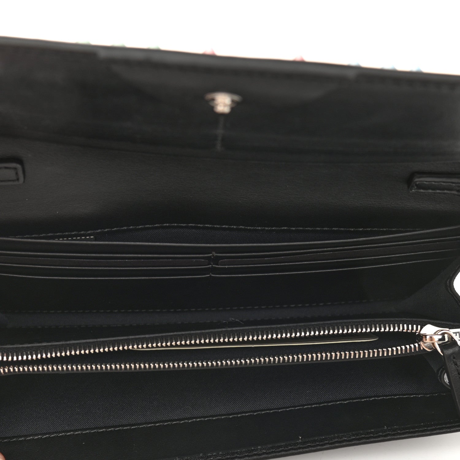 Fendi Vitello Liberty Fun Fair Studded Continental Wallet On Chain Black Multicolor 5 of 9