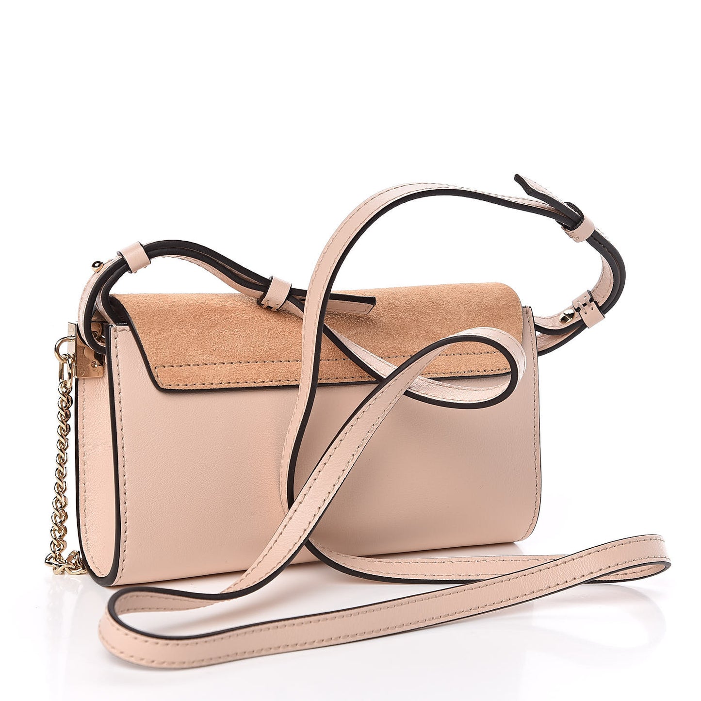 Suede Calfskin Mini Faye Shoulder Bag Cement Pink