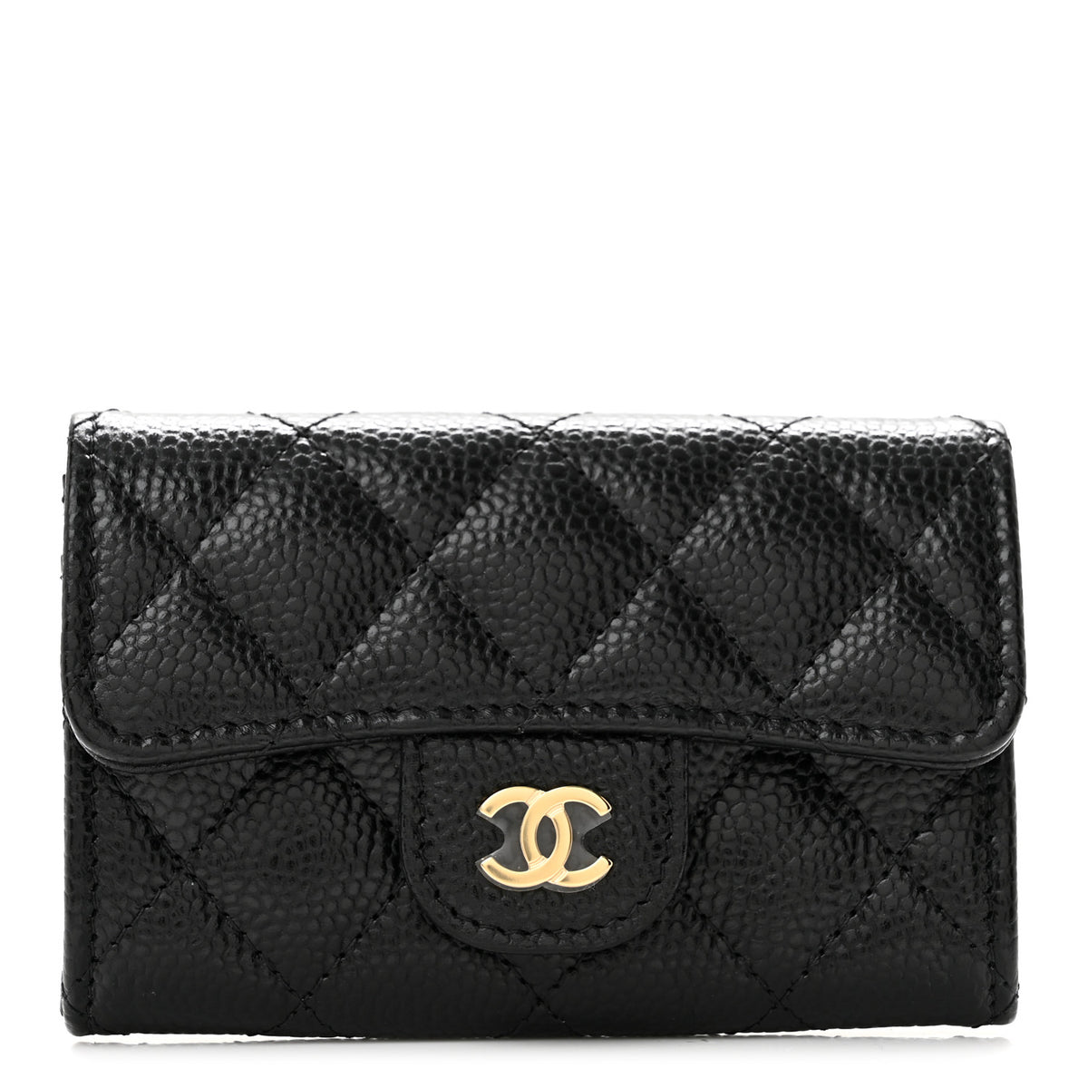 Chanel Caviar Quilted Flap Card Holder Wallet Black 1 of 9