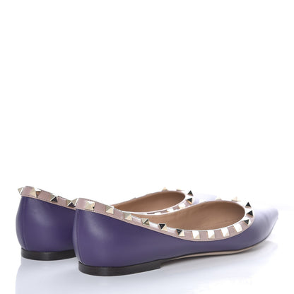 Valentino Garavani Calfskin Rockstud Ballerina Flats 39.5 Purple Poudre 4 of 9