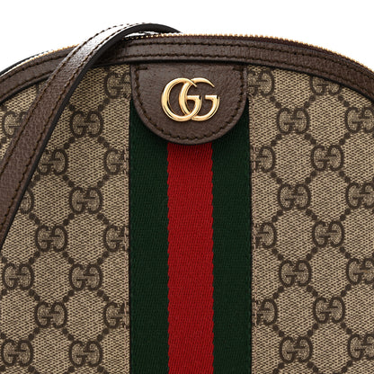 Gucci GG Supreme Monogram Textured Dollar Calfskin Web Small Ophidia Dome Shoulder Bag Beige Ebony New Acero Brown 8 of 12