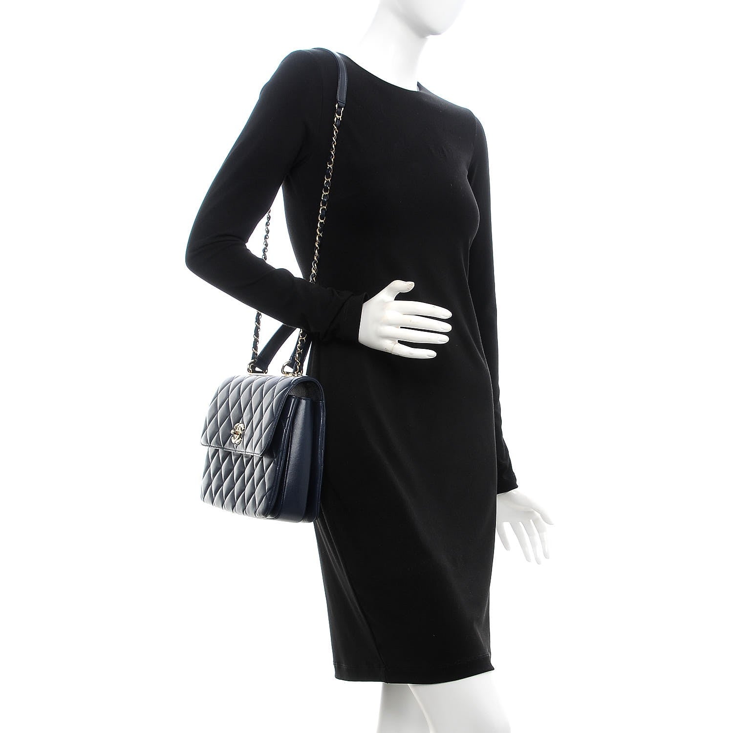 Chanel Lambskin Quilted Medium Trendy CC Flap Dual Handle Bag Navy Blue 2 of 13