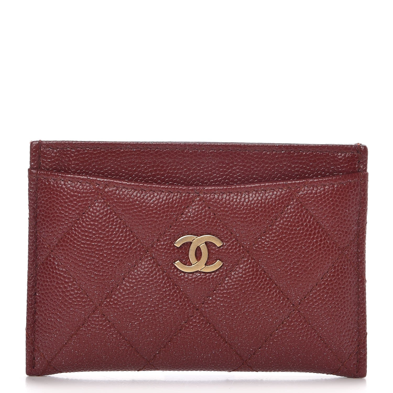 Chanel Iridescent Caviar Quilted Card Holder Burgundy 1 of 9