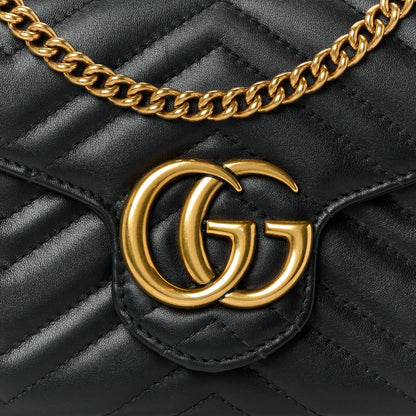 Gucci Calfskin Matelasse GG Marmont Chain Wallet Black 8 of 11