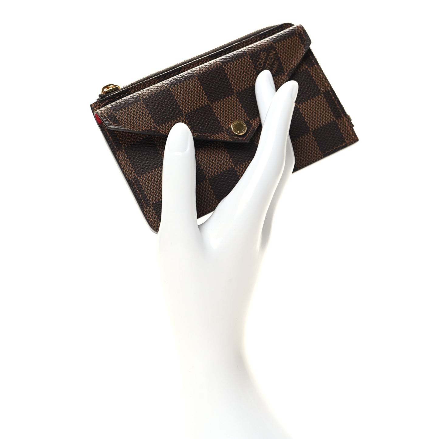 Damier Ebene Recto Verso Card Holder Red