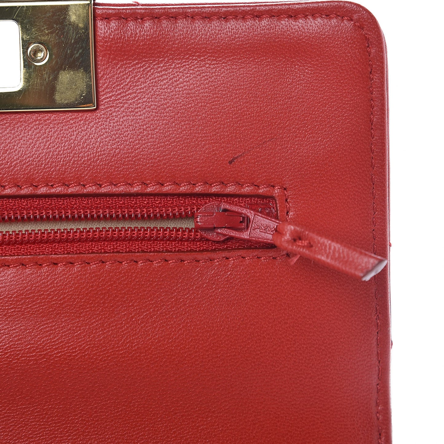 Lambskin Quilted Golden Class Wallet on Chain WOC Red