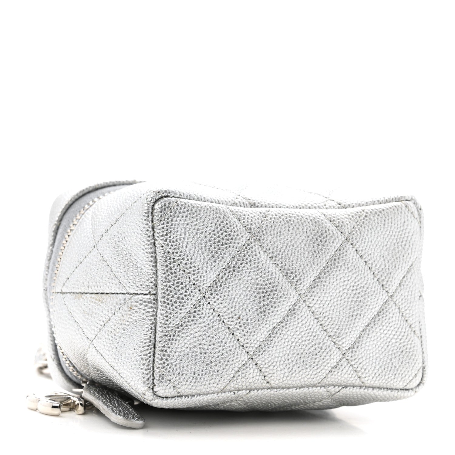 Chanel Metallic Caviar Quilted Mini Top Handle Vanity With Chain Silver 4 of 13