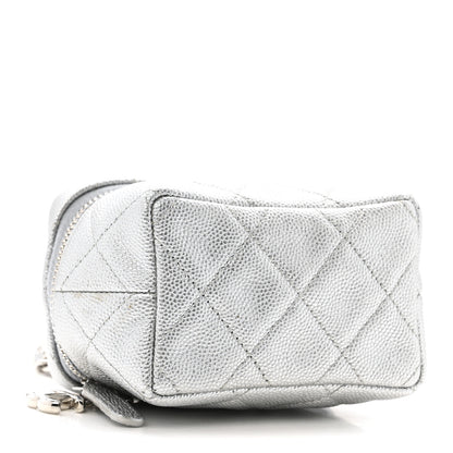 Chanel Metallic Caviar Quilted Mini Top Handle Vanity With Chain Silver 4 of 13