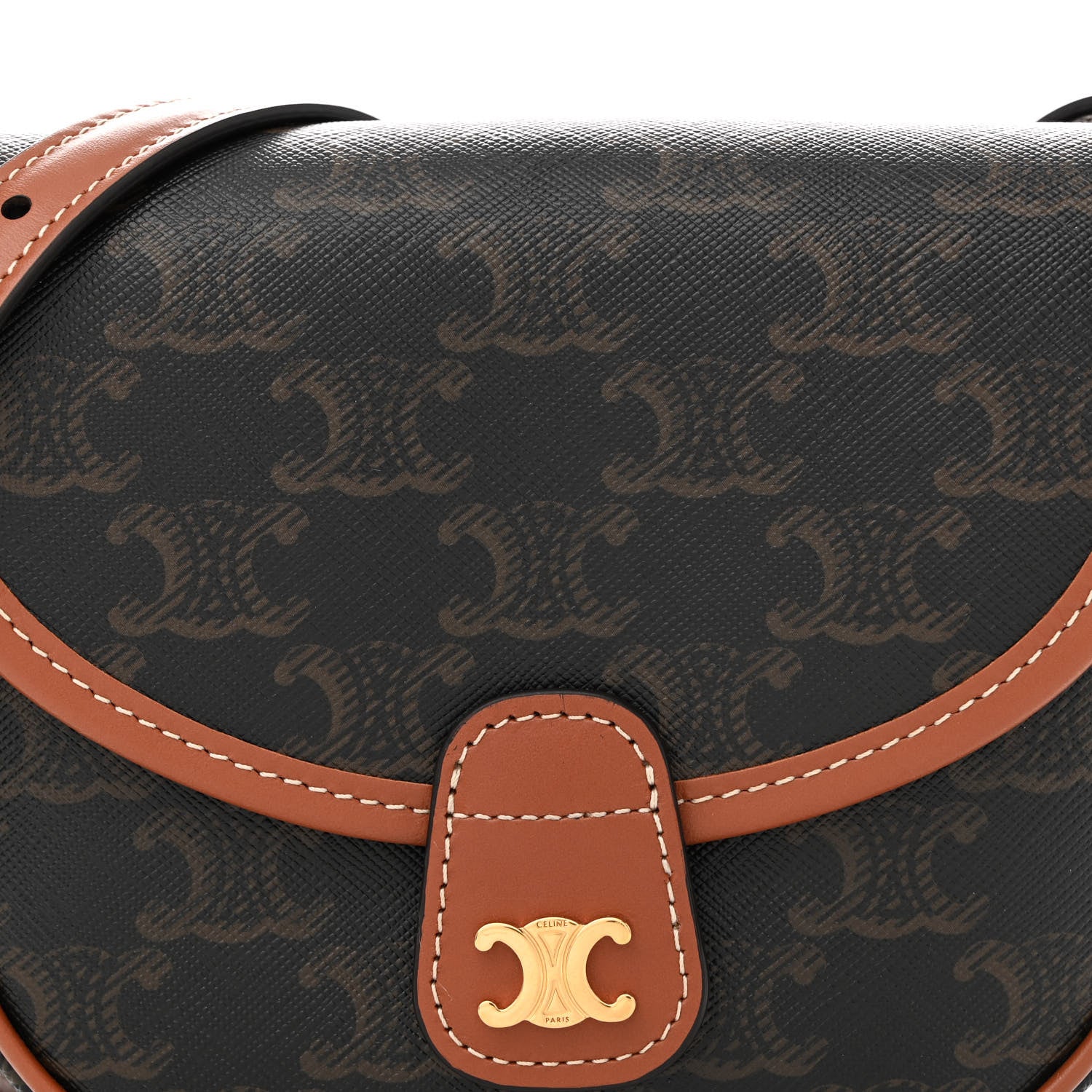 Celine Canvas Calfskin Triomphe Mini Besace Tan 8 of 10