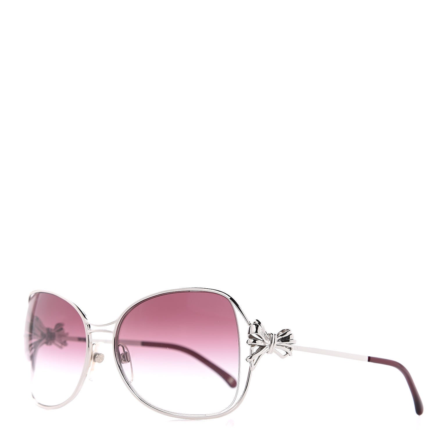 Chanel Butterfly Bow Sunglasses 4180 Silver Burgundy 1 of 8
