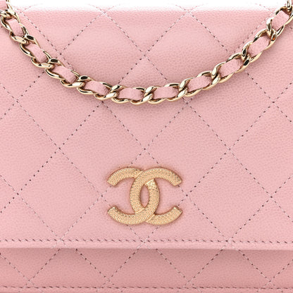 Chanel Caviar Quilted Studded CC Wallet on Chain WOC Light Pink 9 of 11