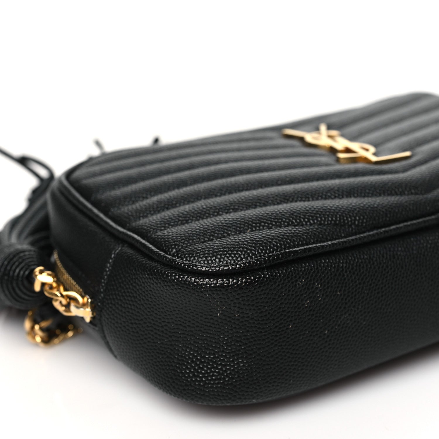 Saint Laurent Grain De Poudre Matelasse Monogram Mini Lou Camera Bag Black 9 of 10