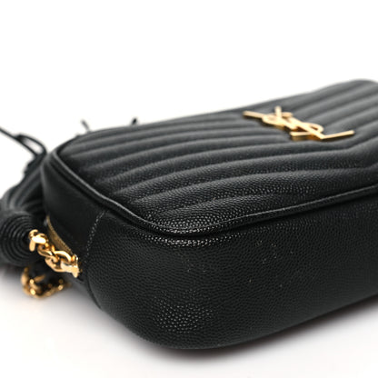 Saint Laurent Grain De Poudre Matelasse Monogram Mini Lou Camera Bag Black 9 of 10