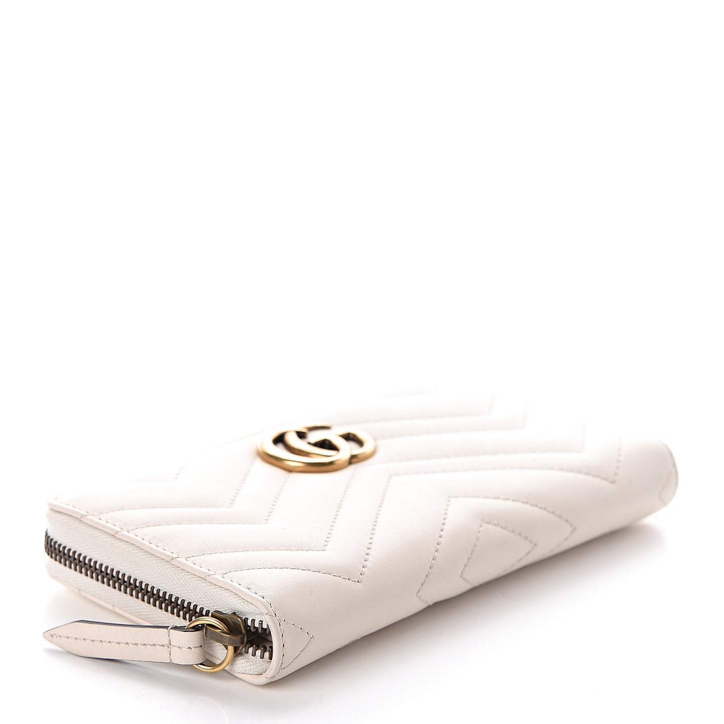 Calfskin Matelasse GG Marmont Zip Around Wallet White