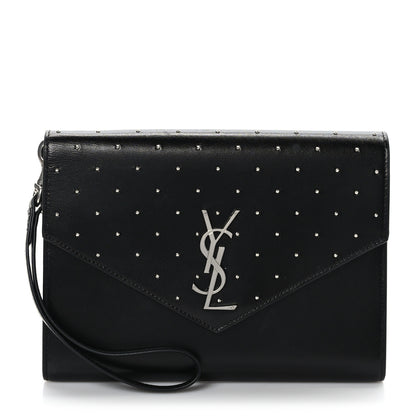 Saint Laurent Smooth Calfskin Studded Cassandre Flap Pouch Black 1 of 9