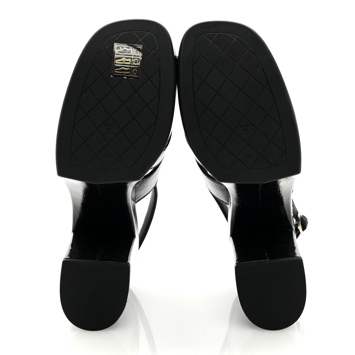 Chanel Crumpled Patent Lambskin Platform Sandals 39 Black 5 of 6