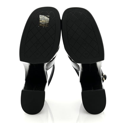 Chanel Crumpled Patent Lambskin Platform Sandals 39 Black 5 of 6