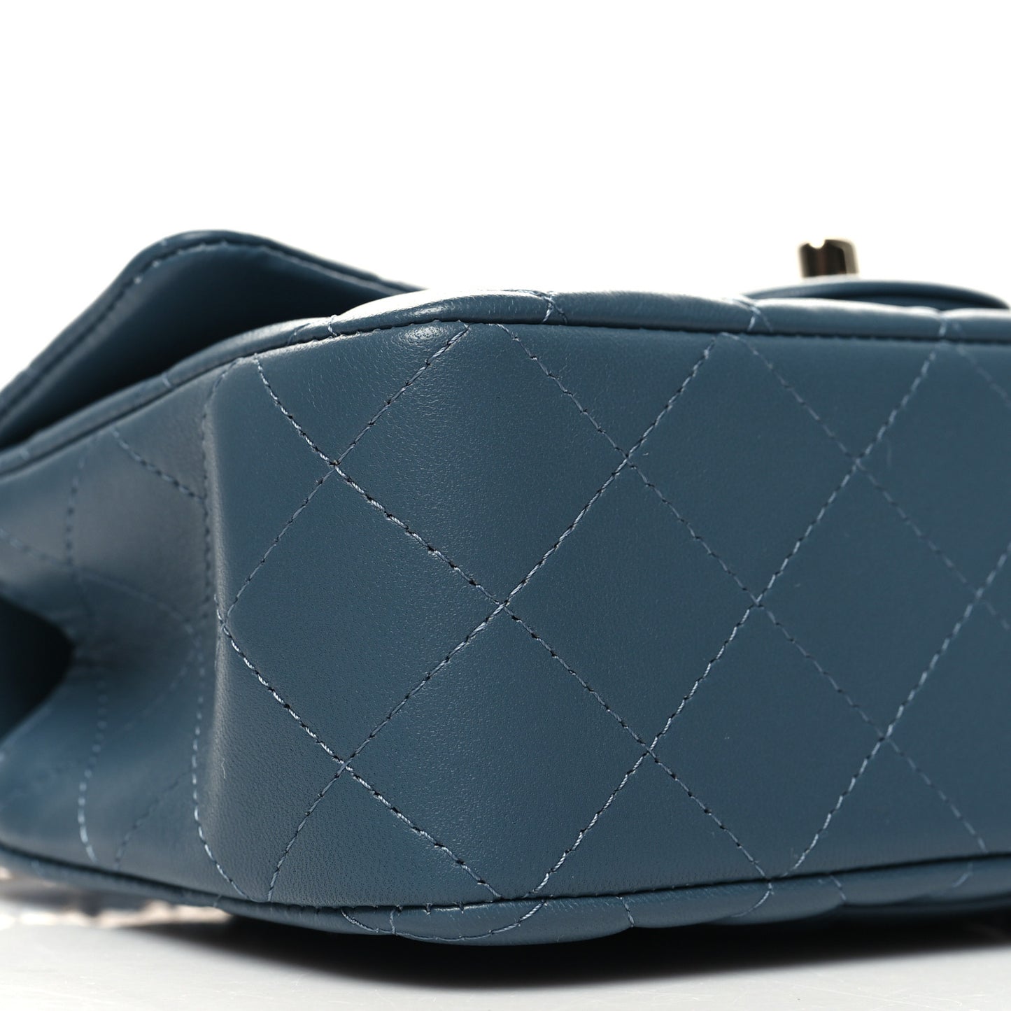 Lambskin Quilted Mini Top Handle Rectangular Flap Blue