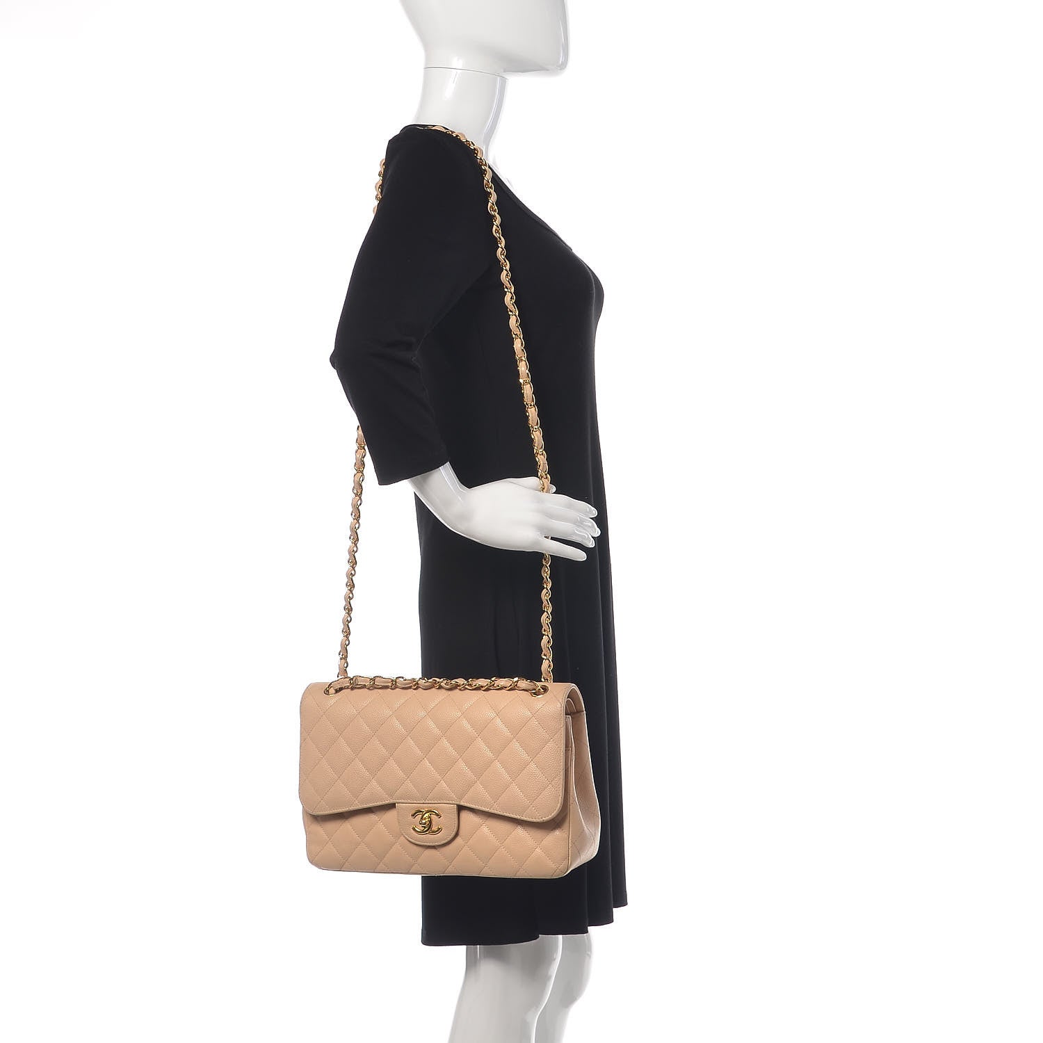 Chanel Caviar Quilted Jumbo Double Flap Beige Clair 3 of 19